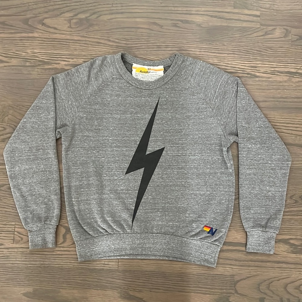 Aviator Nation Gray Bolt Crew Neck Sweatshirt